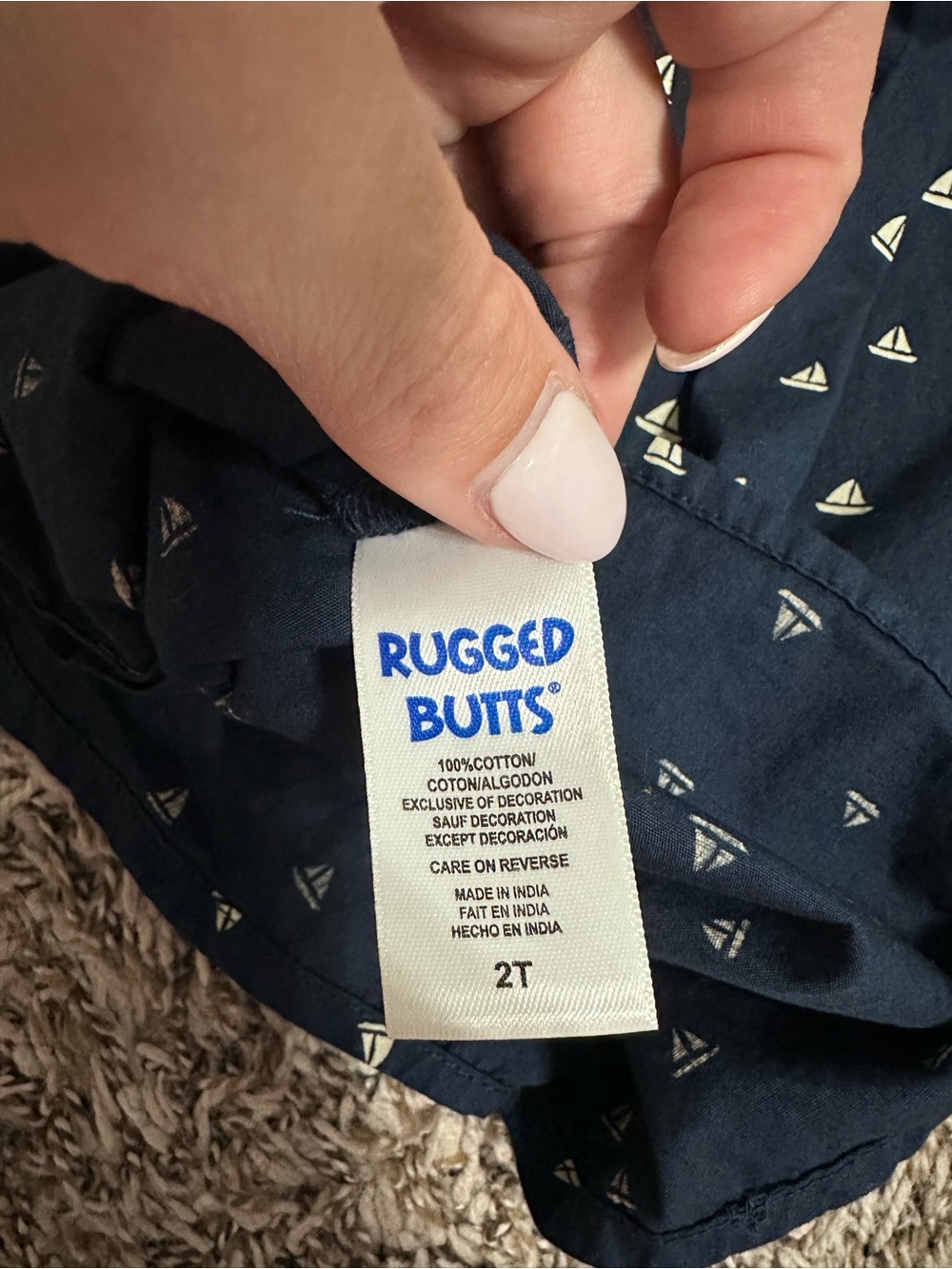 RuggedButts boys navy sailboat button up shirt - Picture 5 of 5